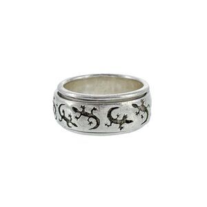 Vintage Peter Stone Southwest Sterling Silver Gecko Lizard Spinner Ring Size 6